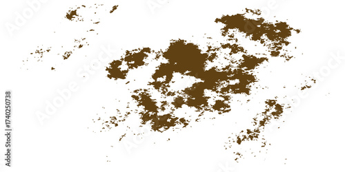 Abstract grunge background with an isolated pile of brown coffee powder on a white background