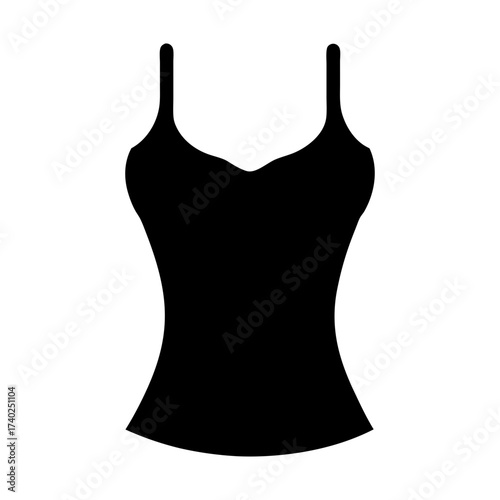 Sleeveless top in black silhouette with tank top style straps and neckline