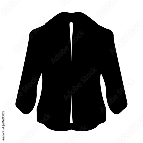 Silhouette of a black open jacket, ready for layering with clothing