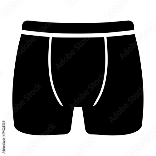 Minimalist black boxer briefs illustration with clean lines and white accents