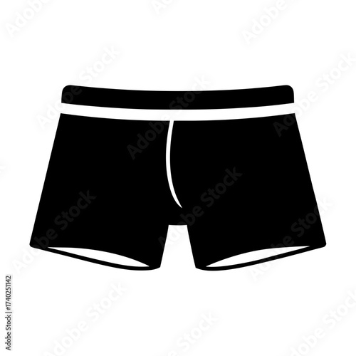 Black silhouette of men's underwear with white elastic waistband illustration