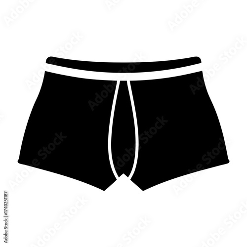 Illustration of black boxer briefs with white waistband and accent lines