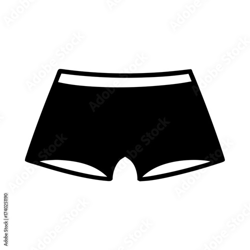 Black underwear with a white waistband displayed in a simple vector graphic