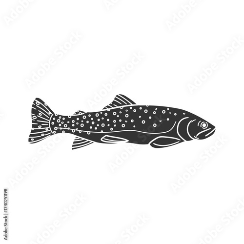 Cutthroat Trout Greenback Icon Silhouette Illustration. State Symbol Clip Art Vector Graphic Doodle Sketch Black Sign.