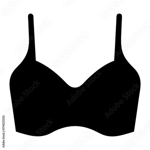 Simple black bra top silhouette with straps and a curved neckline