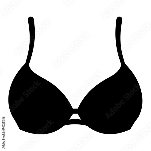Black Silhouette of a Bra with Straps Undergarment for Women's Fashion