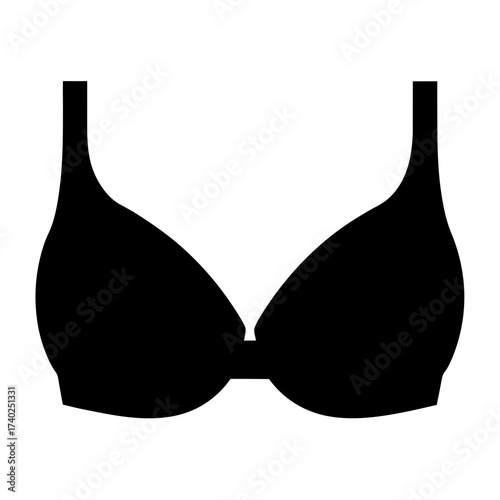 Silhouette of a black bra with straps and a center gore connector