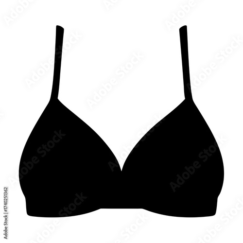A black silhouette of a bra against a white background, fashion concept