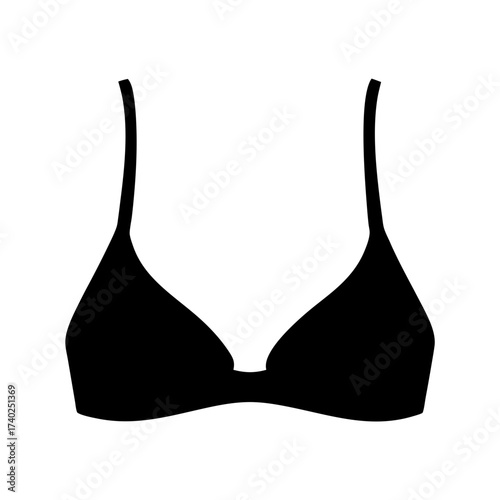 Black minimalist bra silhouette, intimate apparel, fashion illustration, stylish underwear
