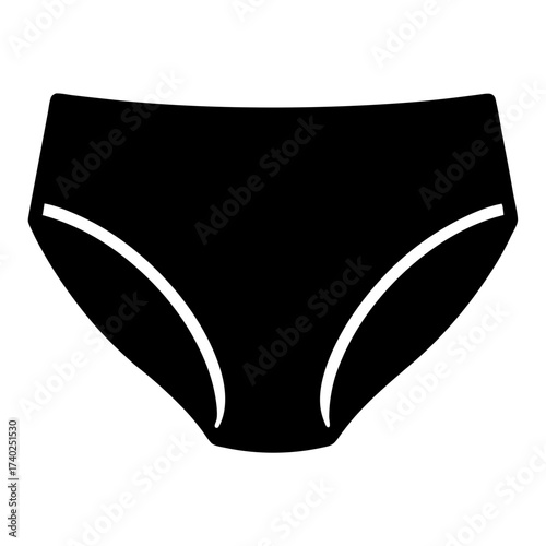 Isolated black pair of women's full briefs underwear with white trim