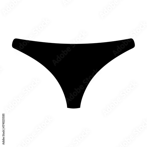 Black String Bikini Bottom Silhouette on White Background, Fashion Essential