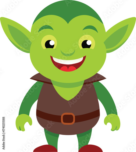 cute cartoon goblin mascot fantasy style illustration on transparent background