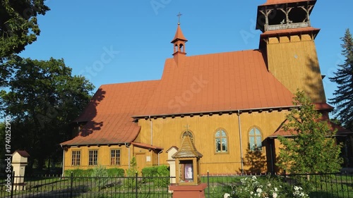 Side view of Parish Church of Saint Teresa of the Child Jesus in Porzadzie, Wyszkow County in Poland