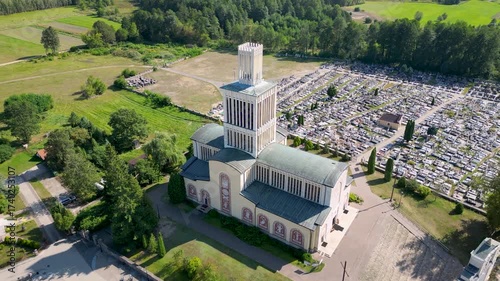 Basilica of the Holy Trinity and St Anne and cemetery in Prostyn village, Ostrow Mazowiecka County in Poland