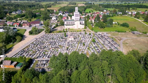 Basilica of the Holy Trinity and St Anne and cemetery in Prostyn village, Ostrow Mazowiecka County in Poland