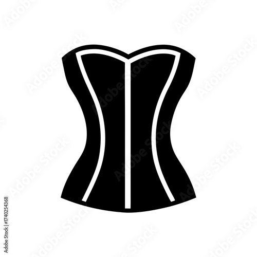 Black and White Corset Illustration Featuring Elegant Lines and Curved Shapes