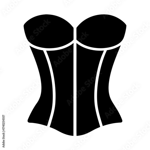 Elegant black corset icon representing lingerie, fashion, and body shaping