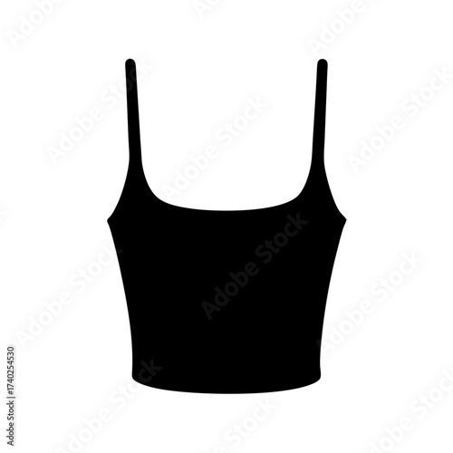 Sleek black crop top with square neckline and tank top style straps
