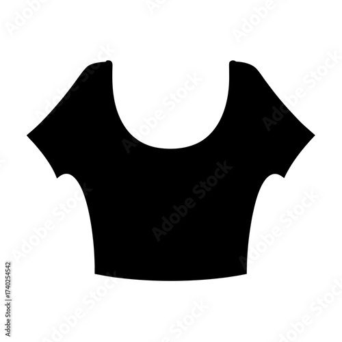 Black Silhouette of a Women's Crop Top with a Scoop Neckline Design