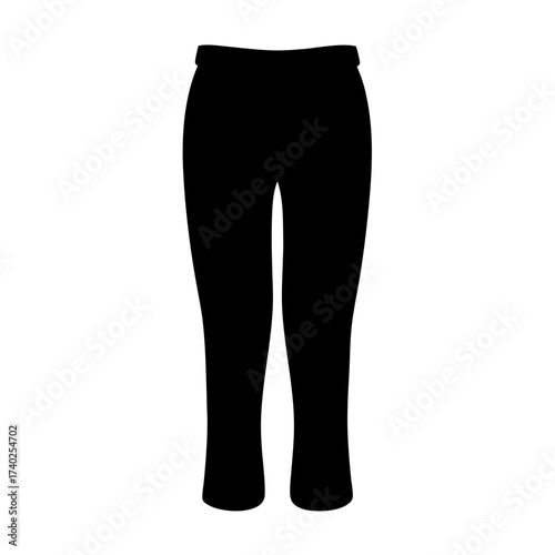 Black silhouette of women's capri pants, leggings or comfortable black trousers