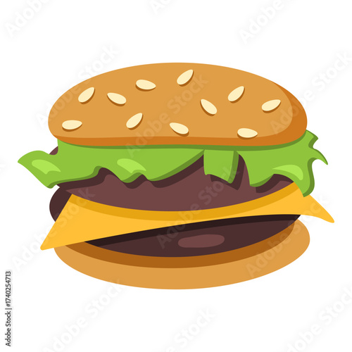 Vector Color Flat Icon - Cheeseburger