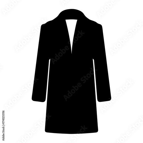 Black coat silhouette against a white background, minimalistic and chic look