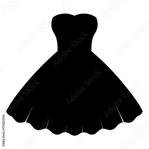 Silhouette of elegant black dress with flared skirt and sweetheart neckline