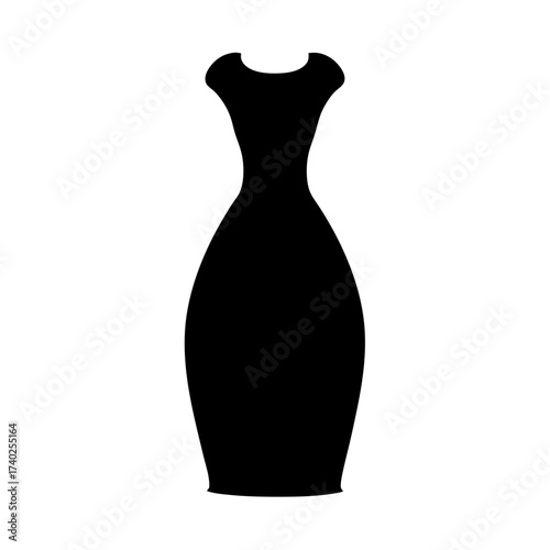 Silhouette of an elegant black vase or urn with curved shape