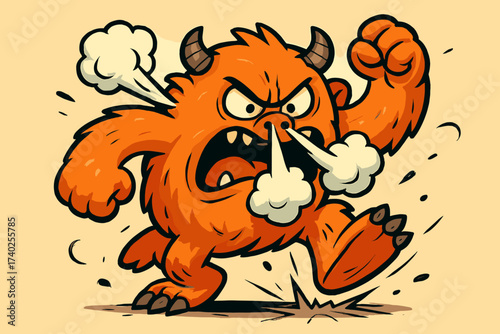 Ground vector illustration nostrils steaming tantrum throwing stomping monster angry