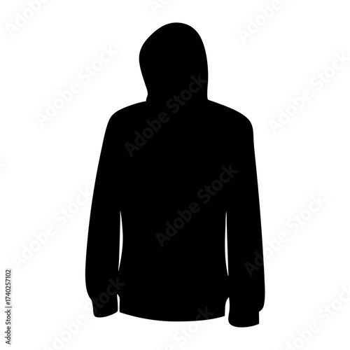 Dark hooded silhouette casting a mysterious shadow on a bright background