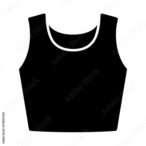 Simple black tank top with white trim and scoop neck design