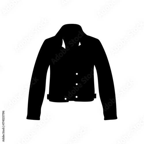 Stylish black silhouette of a collared jacket with button details illustration