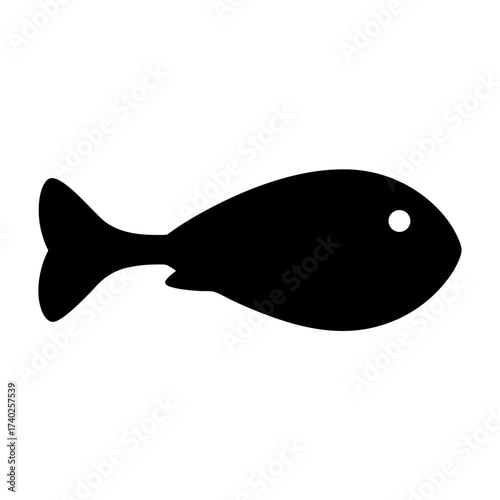 Silhouette of a cartoon fish, a simplistic and graphical aquatic illustration