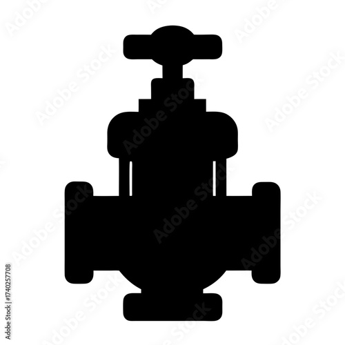 Simplified Silhouette of a Gate Valve with Horizontal Pipes and a Handwheel