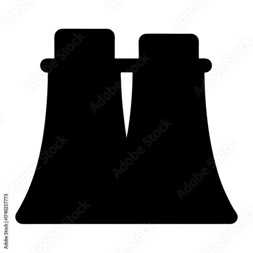 Silhouette of a nuclear power plant with two cooling towers