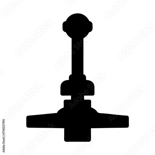 Abstract black silhouette of a control mechanism with handle and lever