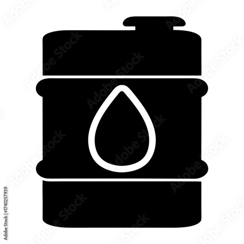 Crude oil barrel black silhouette with a single droplet graphic