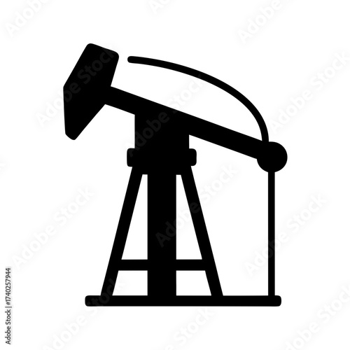 Black silhouette of an oil pump jack, illustrating the energy industry