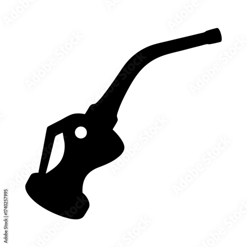 Stylized black silhouette of a gasoline pump nozzle on a white background