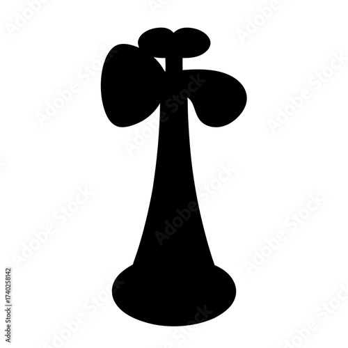 Stylized silhouette of a chess piece, potentially a queen or bishop figure