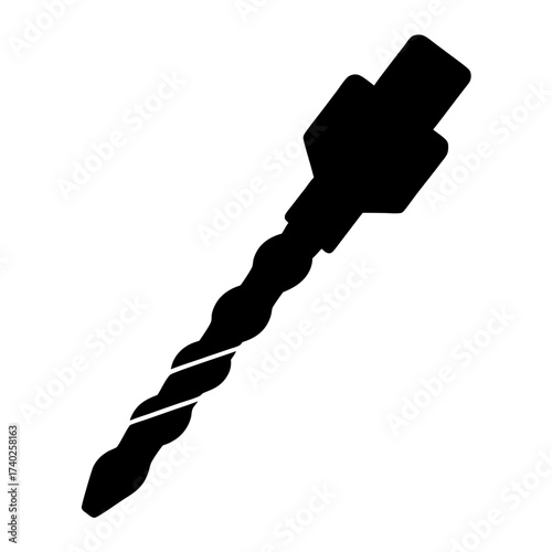Black silhouette of a drill bit used for woodworking or metalworking tasks