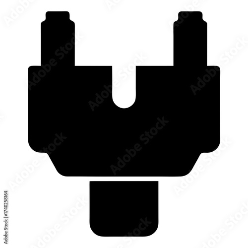 Schematic illustration of a twin spark ignition coil assembly in black