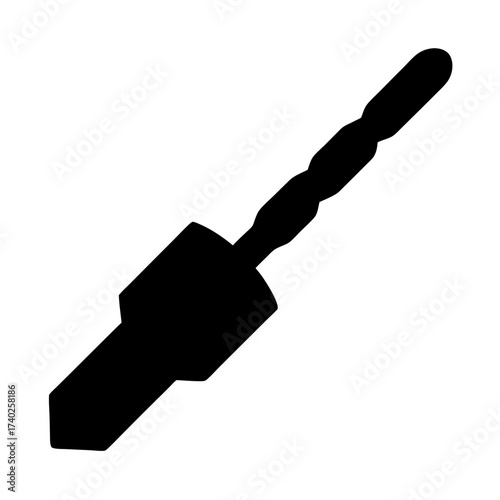 Silhouette illustration of a drill bit tool, a hardware and construction implement