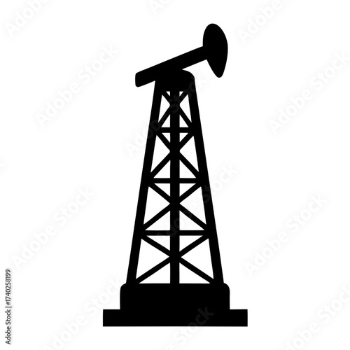 Silhouette of an Oil Derrick or Pump Jack Extraction Equipment Illustration