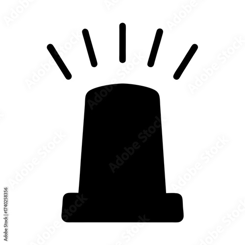 Emergency siren flashing light icon in black and white vector format