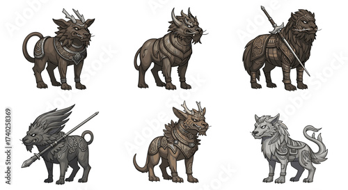 Mythical Creature Lineup: A Collection of Fantasy Lion Concepts