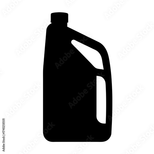 Black silhouette of a motor oil or chemical liquid plastic container