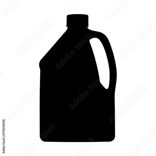 Silhouette of a Plastic Container with Handle and Cap, Black on White