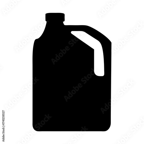 Black and White Plastic Jerrycan Container with Handle Vector Illustration