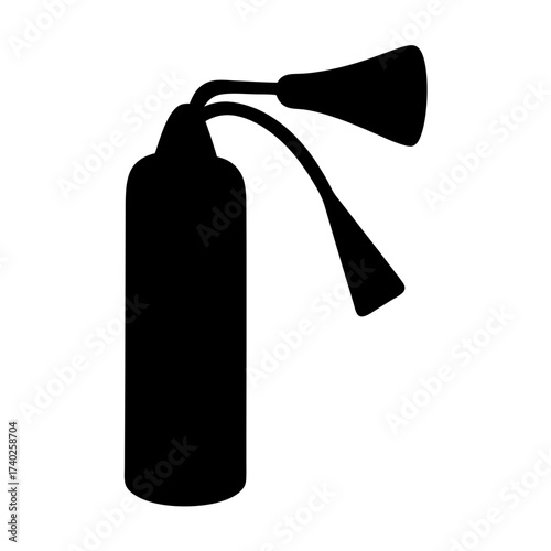 Stylized Fire Extinguisher with Two Nozzles Depicted in Black Silhouette
